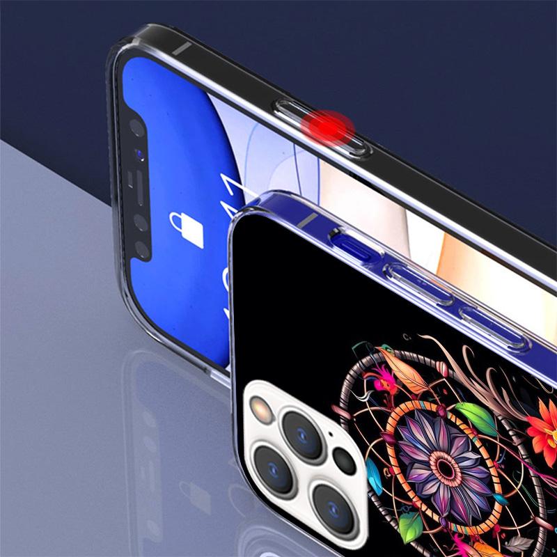 Retro Feather Dreamcatcher Cover Phone Case For iPhone 16 17 Air 15 14 Pro Max 16E Phone Case 13 Mini 12 11 7 SE 8 Print Pattern