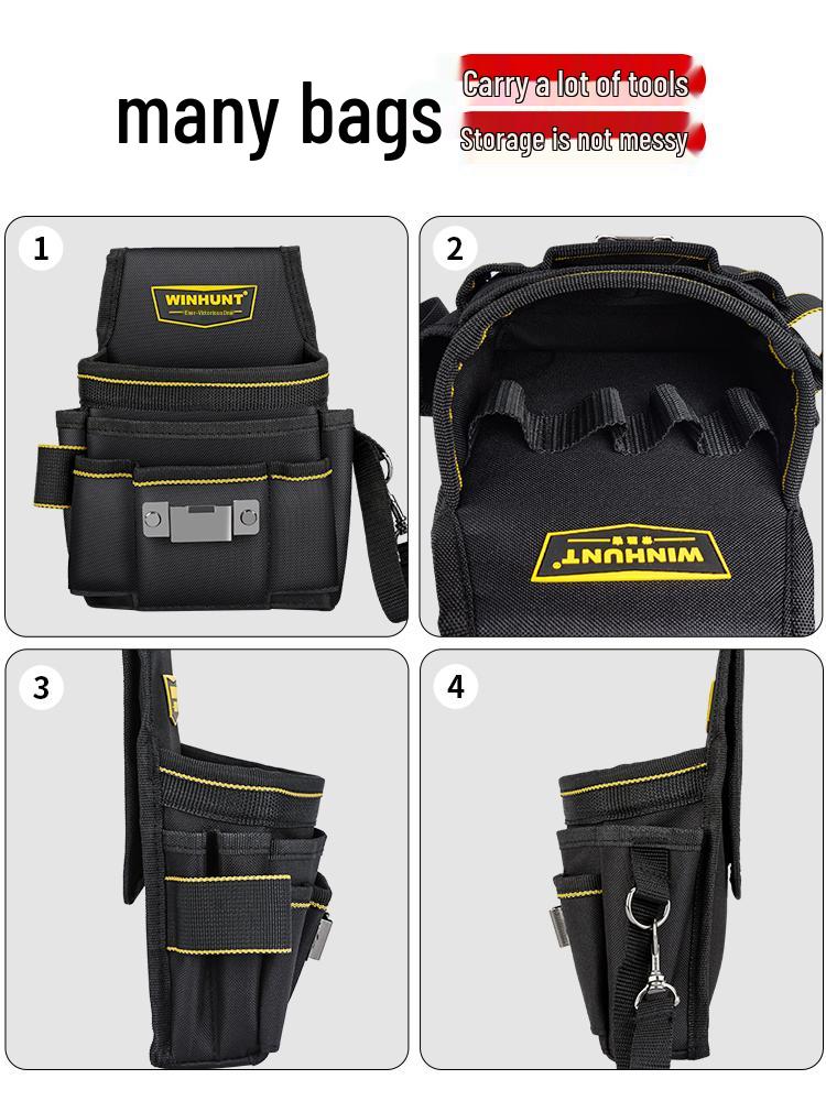Многофункциональная сумка-пояс для электрика: Компактная холщовая сумка для дрели и ремонтных инструментов на строительных площадках.