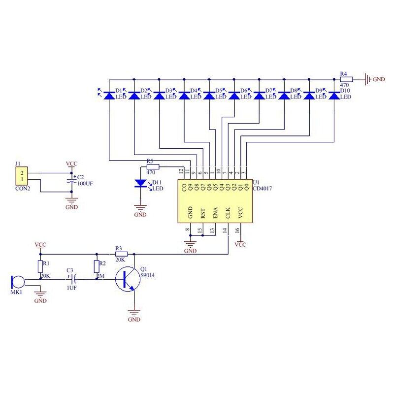 Светодиодный водяной светильник с голосовой активацией, комплект CD4017, управление фонарем, забавное электронное производство, обучение, модуль электронного комплекта «сделай сам»