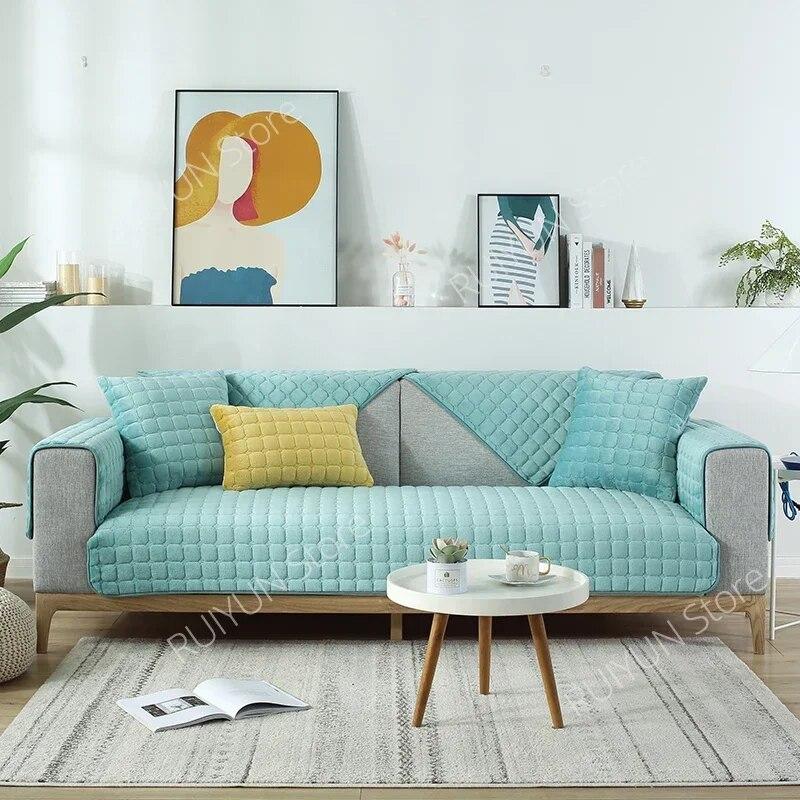 Solid Plaid Sofa Cover for Living Room Anti-dirty Dog Pet Sofa Mat Towel Thicken Couch Cover Furniture Protector Sofa Slipcover