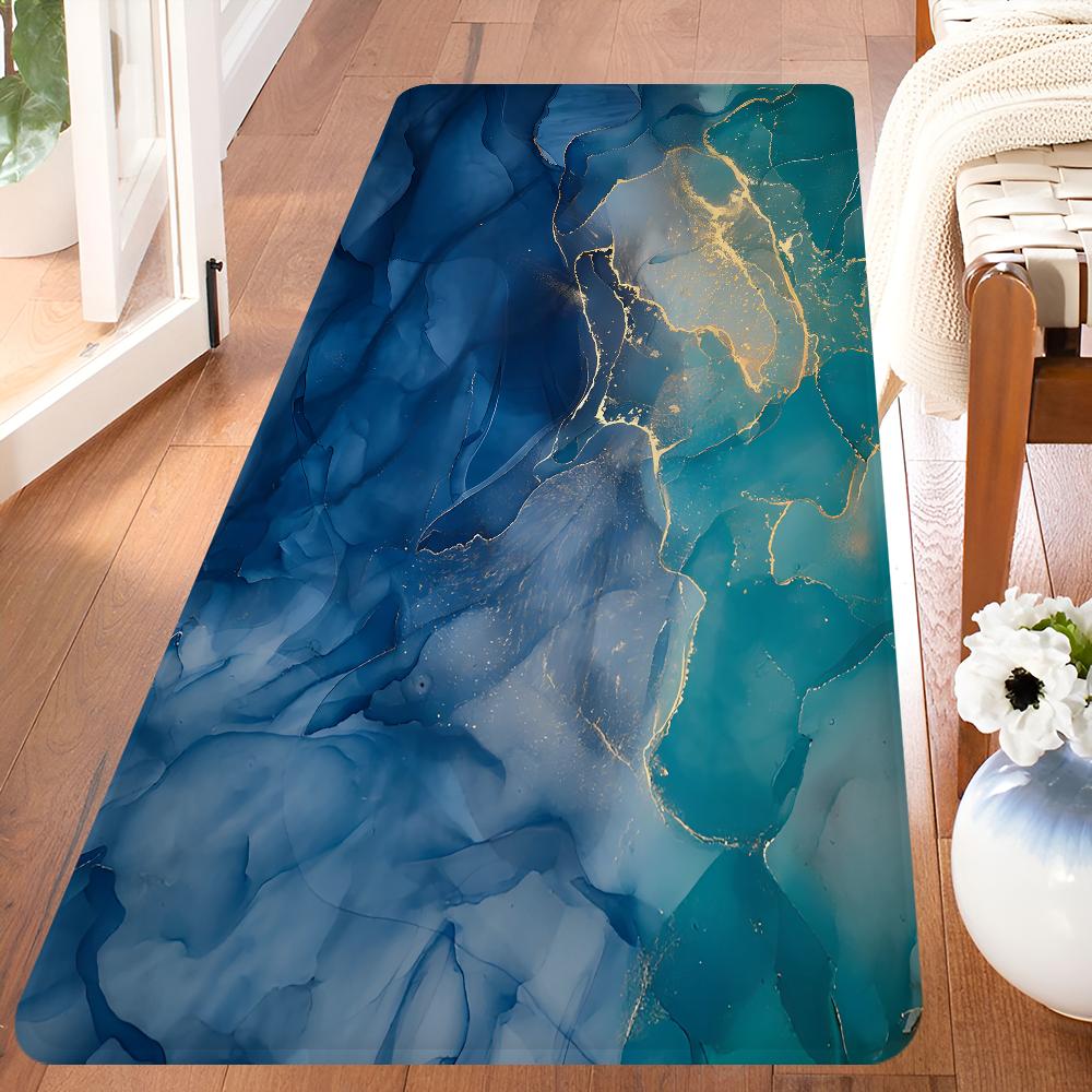 Цвет Синий Золотой Белый Мрамор Ковер для Прихожей Нескользящий Коврик для Прачечной Декор для Прачечной Балкон Детская Гостиная Туалетный Коврик