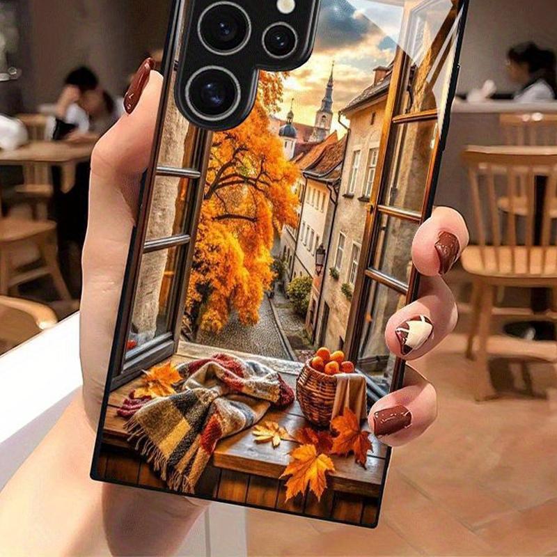 Осенний пейзаж Кленовые листья Закаленное стекло Чехол для телефона Для iPhone 18 17 16 15 14 13 12 11 Pro Max 17 Air 7 8 Plus XS X XR Чехол