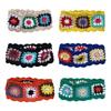 Crochet Colorful Bandana Knitted Hair Kerchief Tie Back for Head Wrap Color Matching Pastoral Turban for Girls Photo Pro