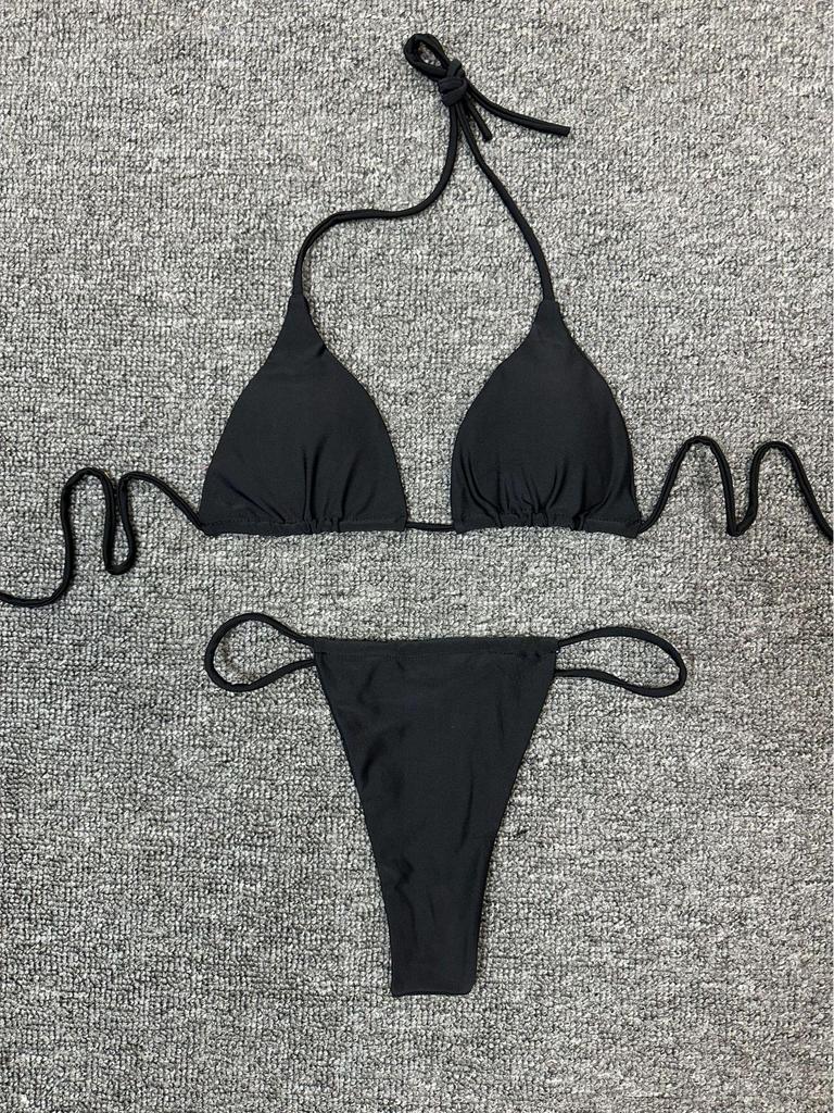 Женское бикини европейского и американского стиля с однотонным принтом - сексуальный дизайн с разрезом