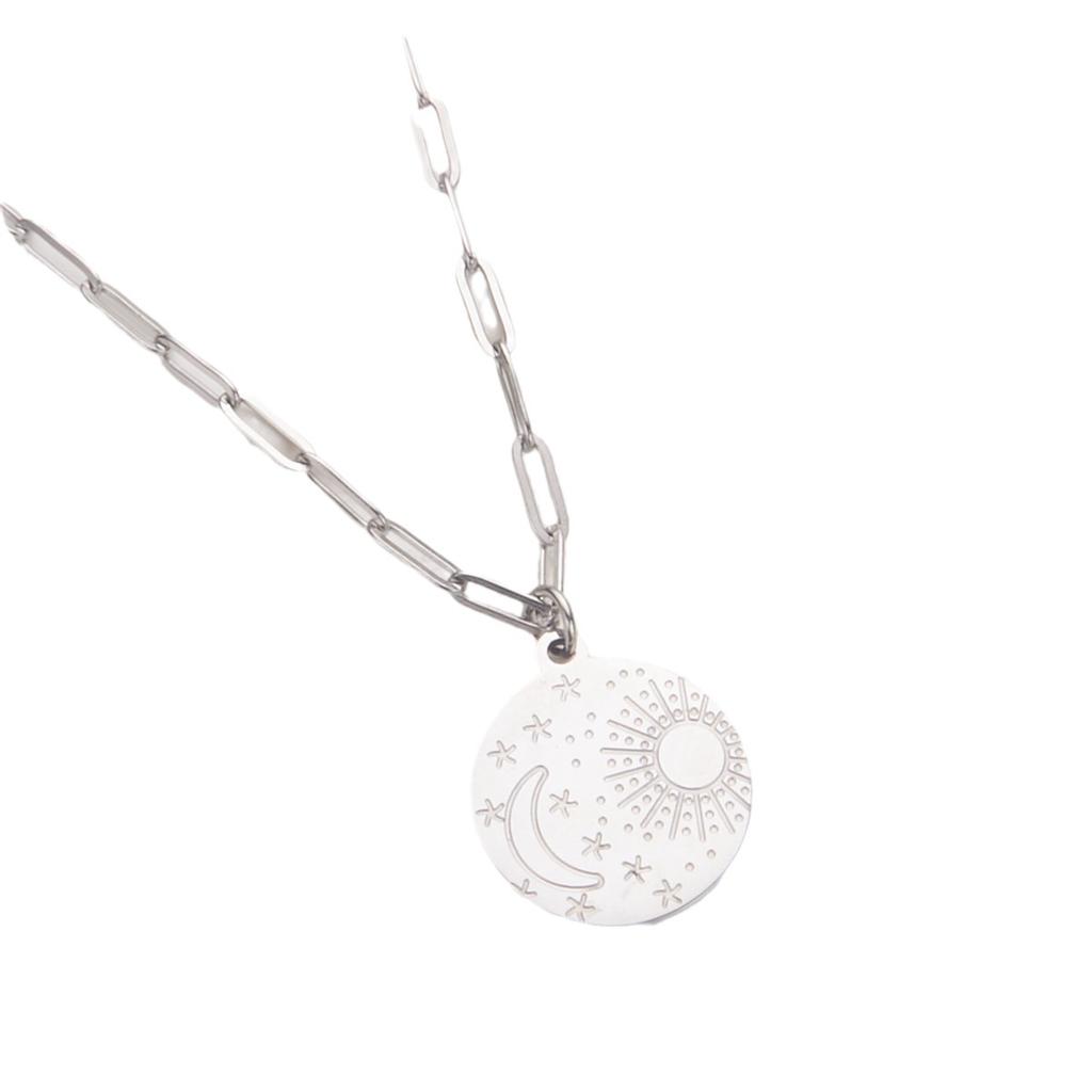 Нержавеющая сталь титановая сталь простые женские серебряные золотые звезды луна солнце круглая монета ключица модное легкое роскошное ожерелье