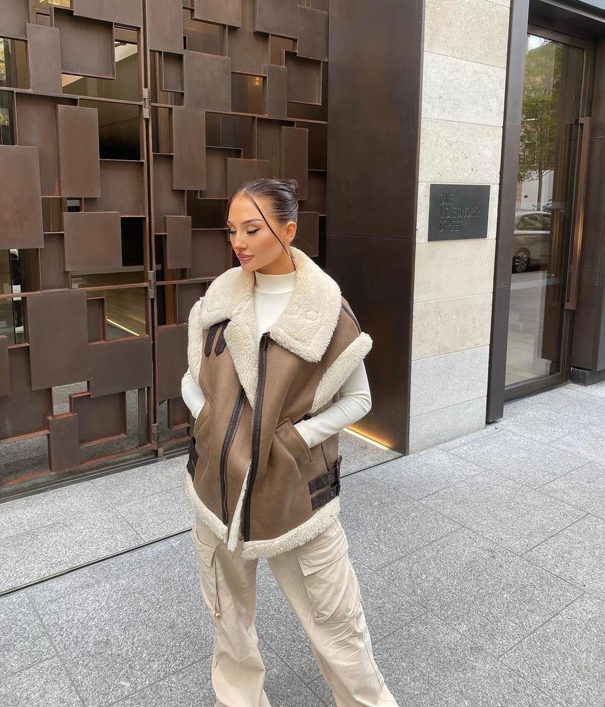 Женский жилет из меха верблюжьей шерсти в европейском стиле, осень 2023 г.