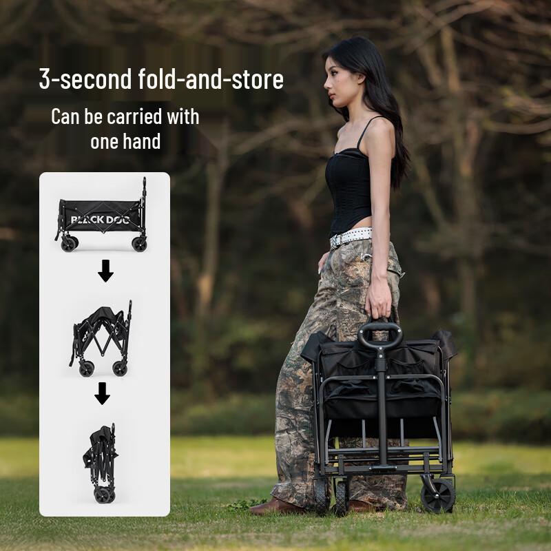 Черная собака складная уличная хозяйственная тележка