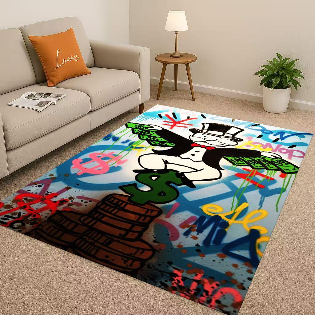 3D Rich Game Monopoly Money Dollar Cartoon Living Room Non-Slip Area Rug Soft Carpet for Bedroom Sofa ,Easy Clean Home Doormat
