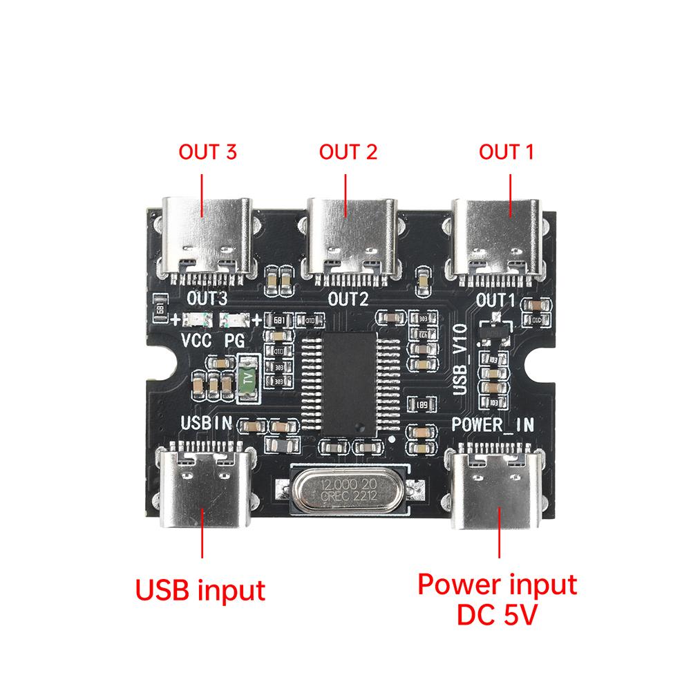 USB Expansion Board Hub 1 in 3 out USB HUB Expansion Module Suitable for Raspberry Pi 4/5th Generation Type C