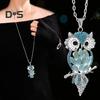 Ожерелье в виде совы, цепочка для свитера, искусственный опал, стразы, декор, ажурный сплав, украшения для одежды, выпускного вечера, вечеринки, украшения для одежды, ожерелье
