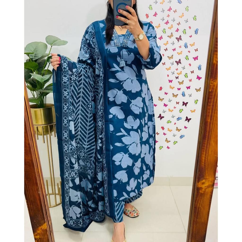 Женский дизайнерский топ-туника-курти, брюки, дупатта, комплект, одежда для болливудской вечеринки, костюм сальвар VF-20264a