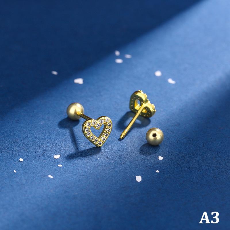 1 пара сережек-гвоздиков, серьги-гвоздики из нержавеющей стали, спиральные серьги для женщин и девушек, серебряное покрытие, звезда, сердце, украшения для ушей