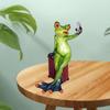 Resin Selfie Frog Miniature Figurine Statue Indoor