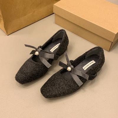 Модные весенние новые туфли на толстом каблуке, женские модные туфли с квадратным носком и мелким вырезом, из замши, с бантом-бабочкой, нескользящие туфли с низким верхом