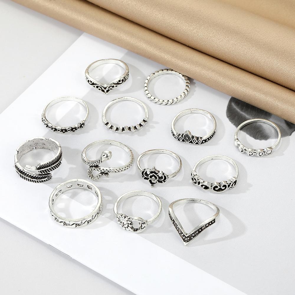 14 шт., выдолбленное вручную кольцо, набор регулирующих колец для ювелирных изделий из перьев