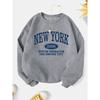 Свитшот New York Fashion с принтом букв, повседневный с капюшоном и круглым вырезом для зимы и осени, женская одежда