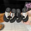 Thick-soled One-word Set of Toe Slippers for Women To Wear In the Summer of 2025, New Models with Skirts, Flip-flops, Roman Niche Sandals