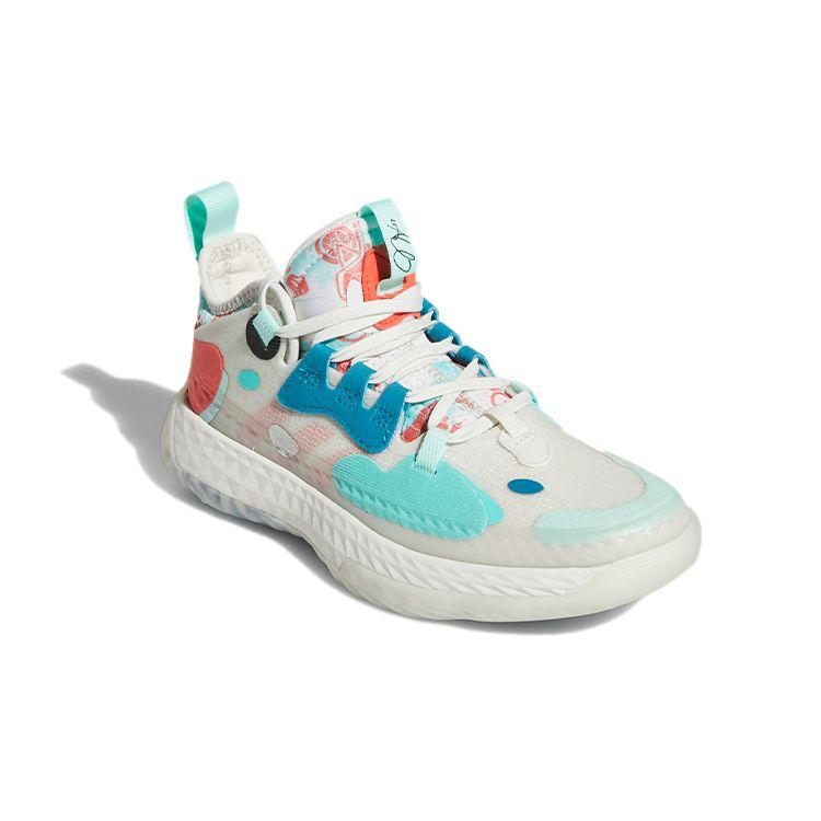 Adidas Харден Вол. 5 Тканевые Прочные Низкие Детские Баскетбольные Кроссовки Детские Баскетбольные Кроссовки Белые Зеленые Красные FZ5454