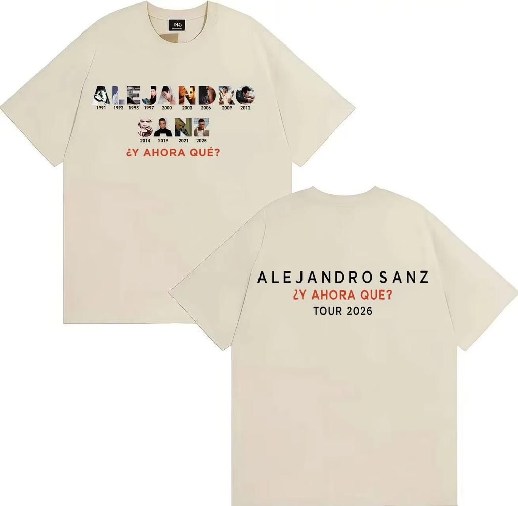 Trendy Graphic Tops Singer Alejandro Sanz 2026 Spring summer Print Tee AestheticTshrit Mens Women Tees Casual Short Sleeve