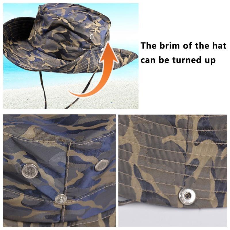 Men's Sun Cap Breathable Quick Dry Bucket Hats Sun Protection Anti-UV Fishing Camping Camouflage Fisherman Hat