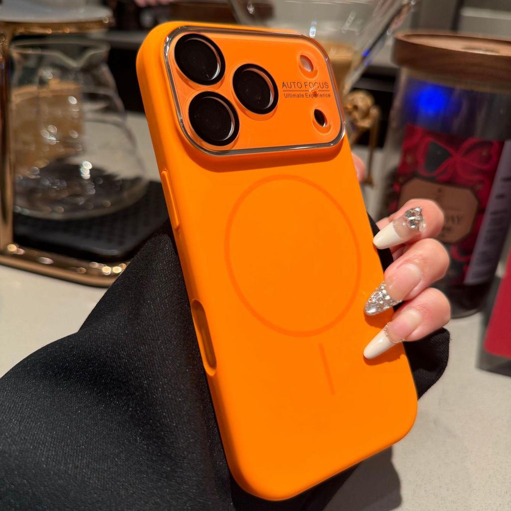 iPhone 17 Magnetic Silicone Window Case with Apple 16 Lens Film, Solid Color Protective Cover