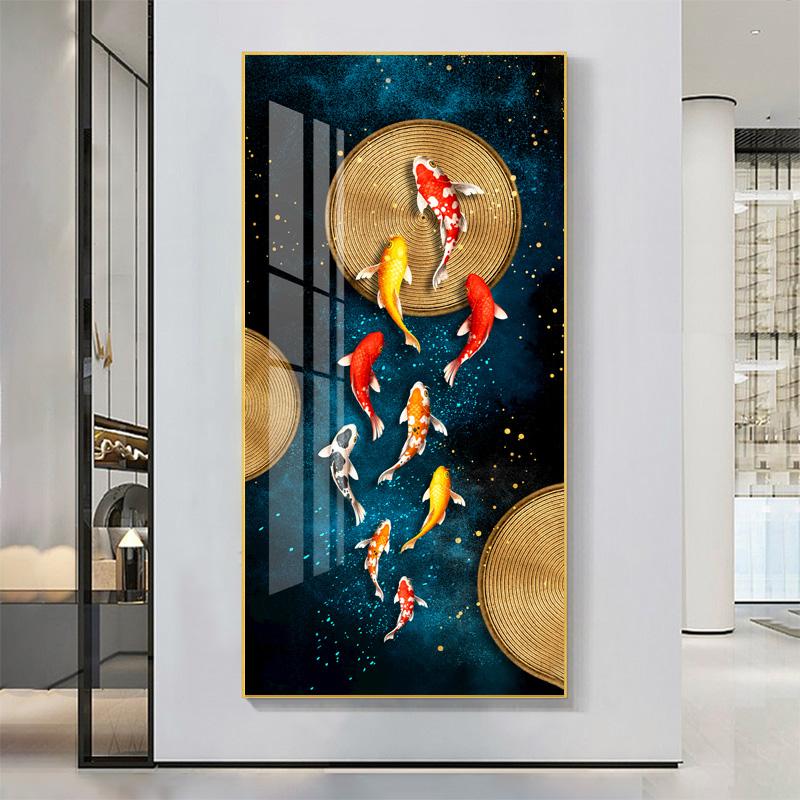 Картины с рыбками кои, современные постеры с животными, печать на холсте, абстрактные настенные художественные картины Куадрос для гостиной, домашний декор, БЕЗ РАМКИ
