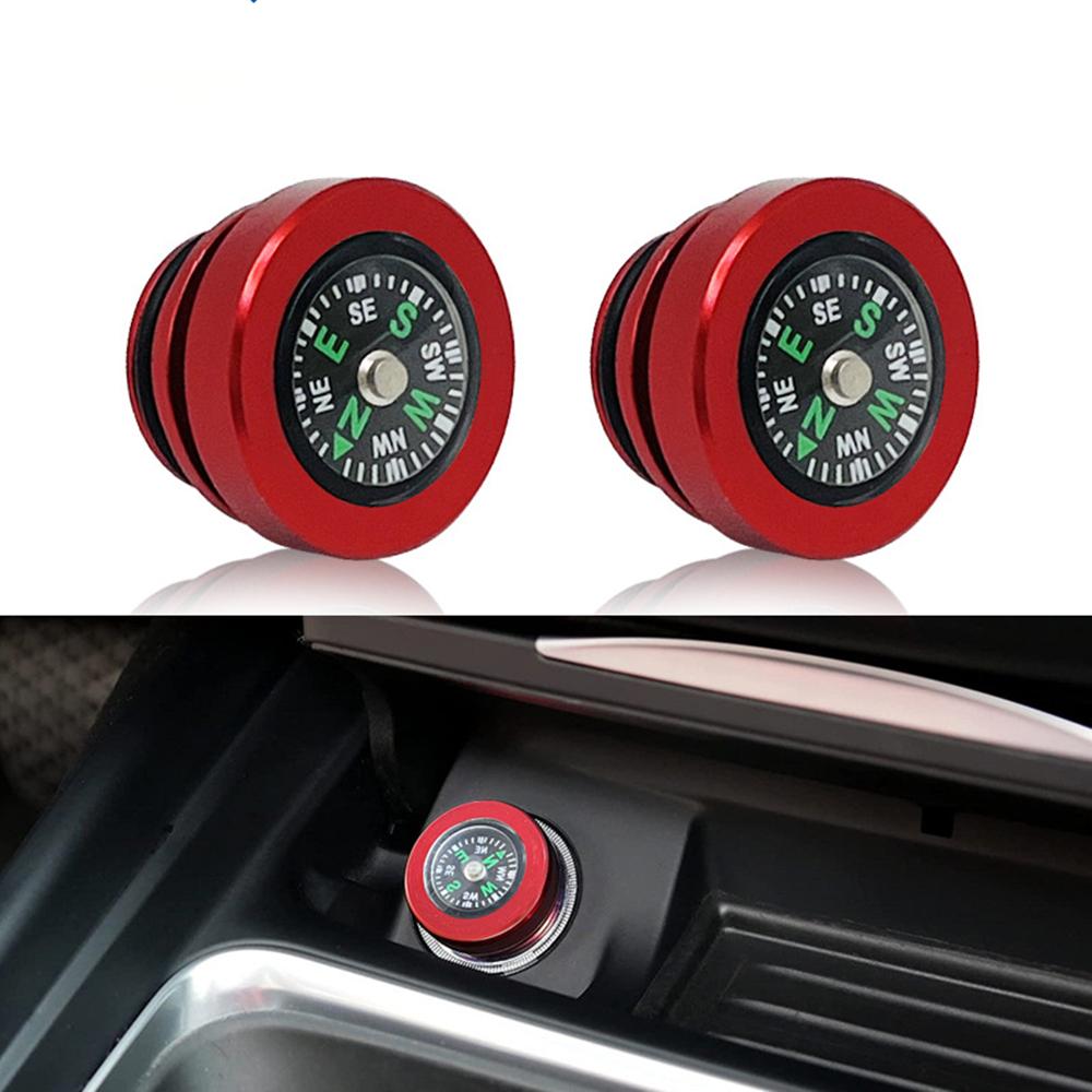 2x Aluminum Alloy Car Cigarette Lighter Outlet Plug Cap Dust Cover Compass Style