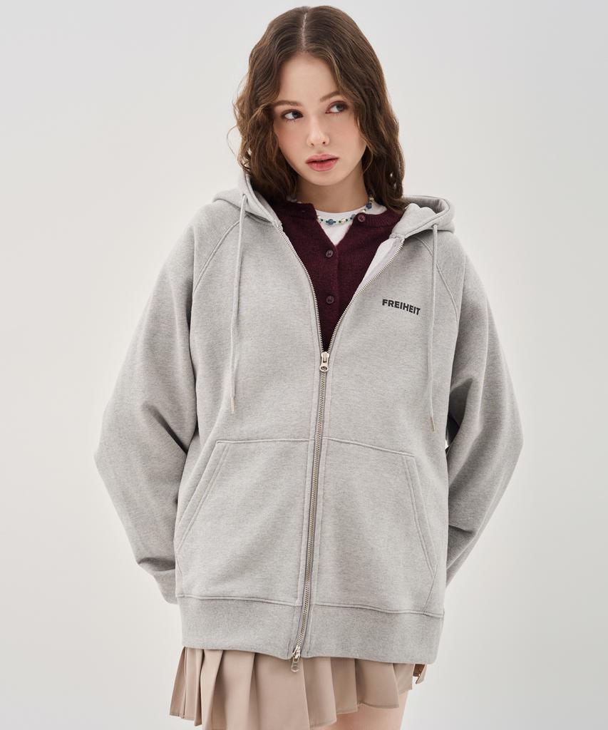 Худи на молнии Thefrht Oversized с двусторонним принтом (серый)