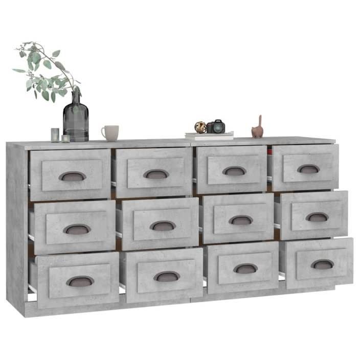 Maison Exclusive - Buffets 2 pcs gris béton bois d'ingénierie