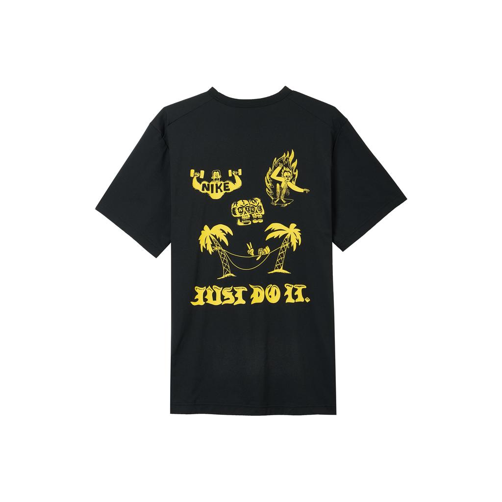 Nike Мужская футболка для фитнеса с коротким рукавом Dri-FIT UV Hyverse Graphic Back Letter Print Солнцезащитная быстросохнущая черная FB6895-010