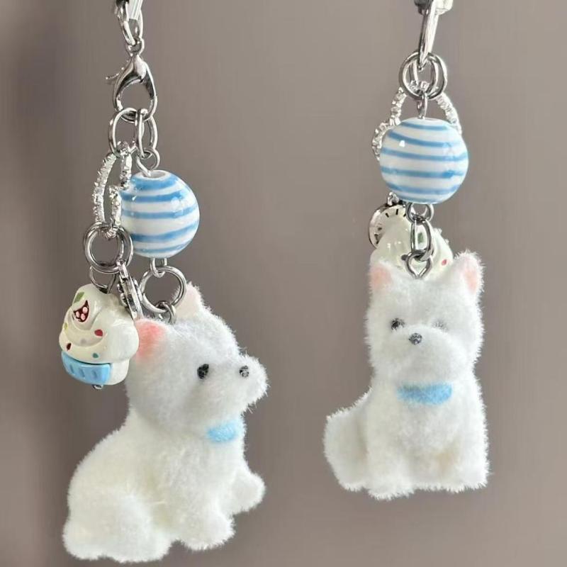 Мультяшный флокированный брелок-подвеска в виде собаки-копилки для женщин, девочек, милая подвеска для сумки, кавайная цепочка для мобильного телефона, подарки