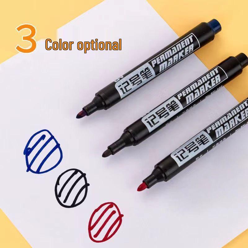 Large Black Waterproof Oil-Based Thick Tip Marker Pen, Quick-Drying for Logistics, Box of 12