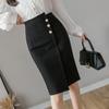 2023 Side Split One-step Pencil Skirt Casual Button Mid-length Bodycon Skirt