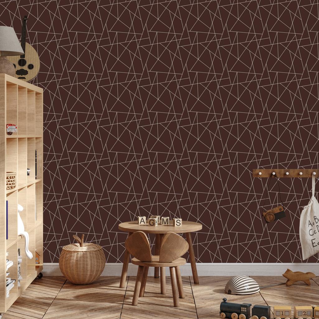 Burgundy Geometric Pattern Wallpaper for Living Room and Bedroom 50x1000