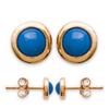 [P0655] - Gold-plated 'Princess Opal' Gold-blue Earrings - 5 Mm