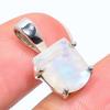 Natural Rainbow Moonstone Gemstone 925 Solid Sterling Silver Pendant 0.79" S5G44