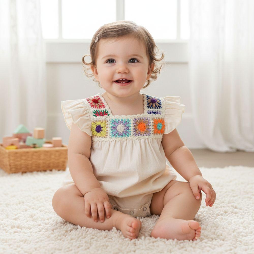Ruffle Sleeveless Baby Girl Romper Square Neck Infant Bodysuit Onesie Bubble Romper Summer Clothes
