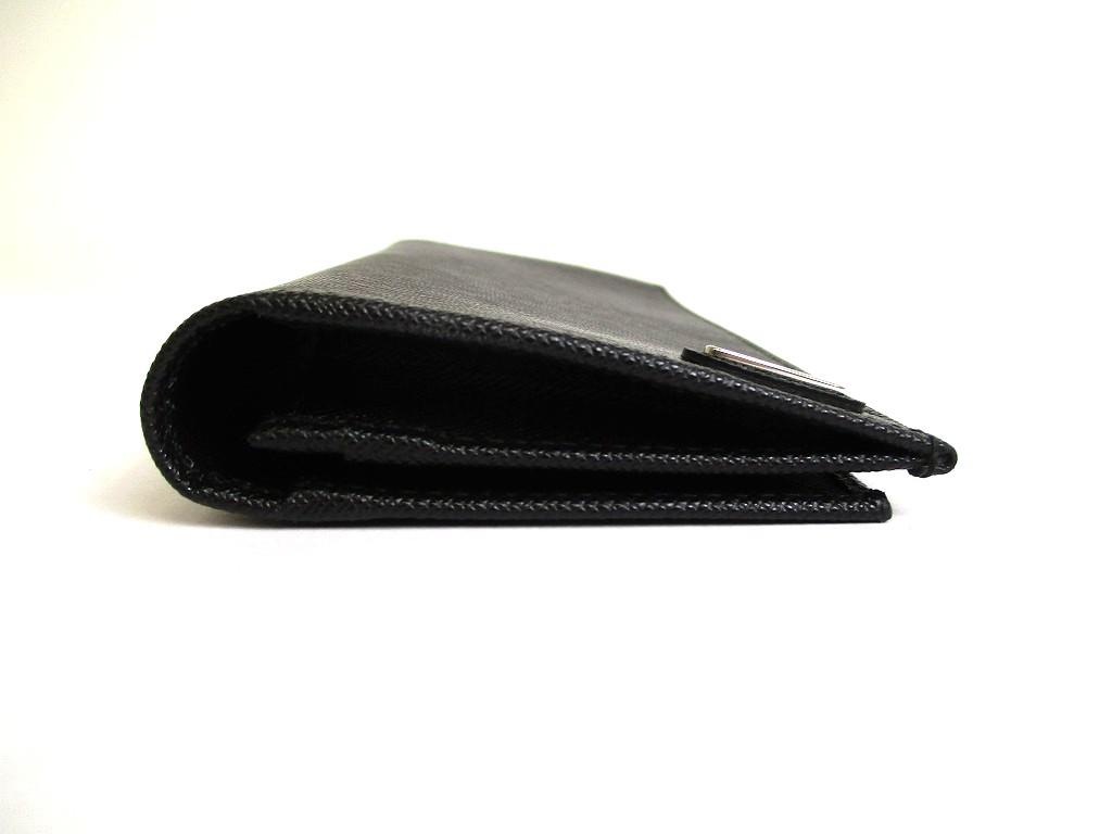 Authentic PRADA Saffiano Triangle Black Leather Bifold Long Flap Wallet #b088 Seller refurbished