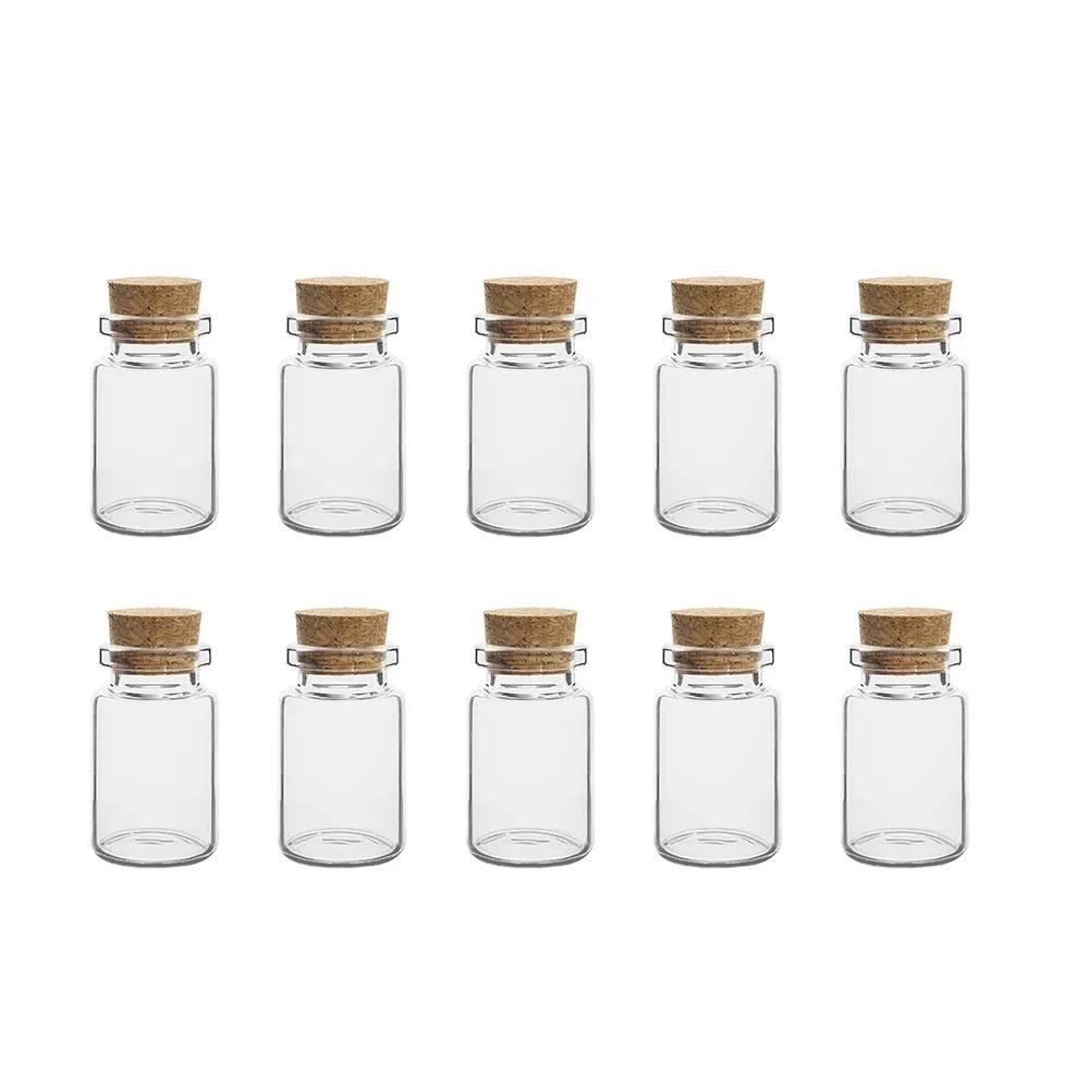 10Pcs Mini Clear Glass Bottles with Cork Stopper Wishing Drifting Bottles Wedding Party Decor DIY Craft Glass Spice Jars Vials