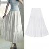 Женская белая миди-юбка А-силуэта с высокой талией - Летняя приталенная пышная многоярусная юбка-торт