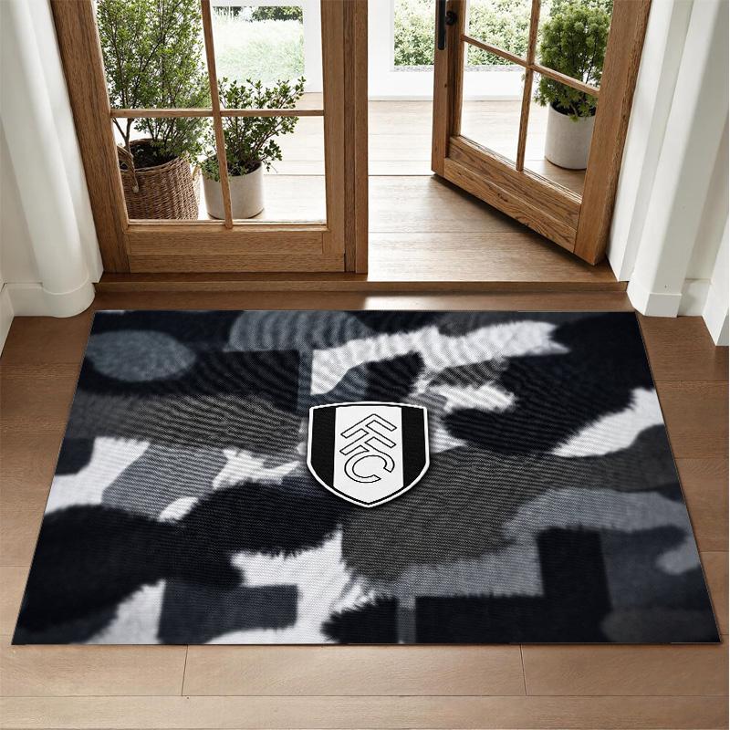 Fulham Football Design Crystal Velvet Rug Soft Decorative Mat for Bedroom Entrance