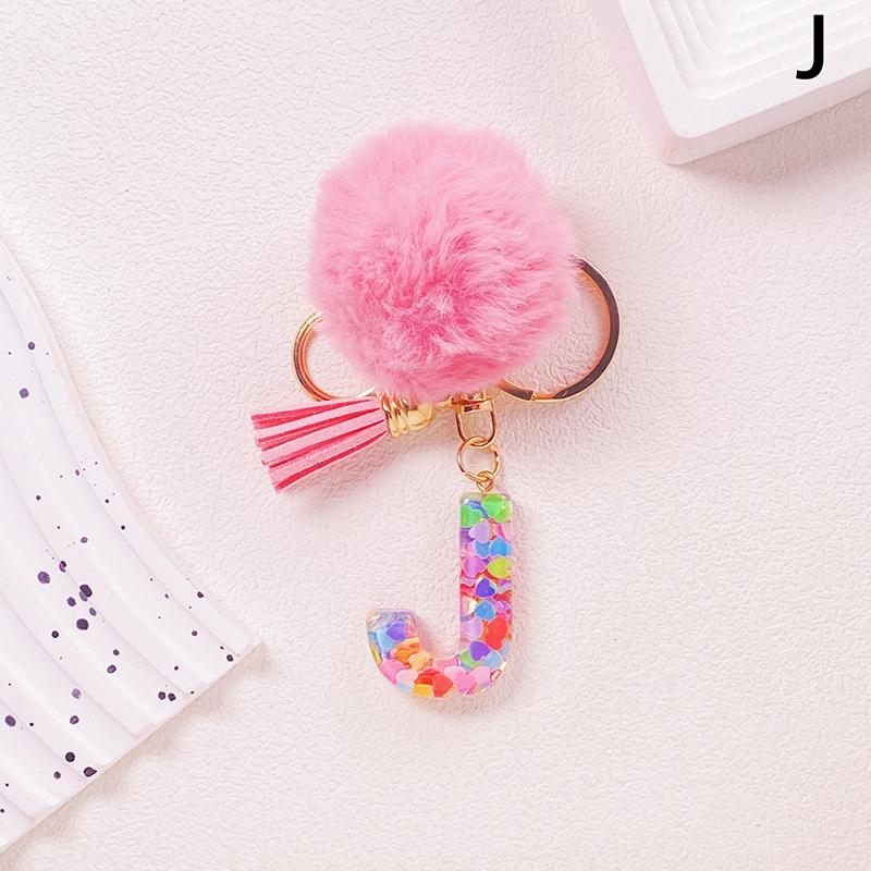 Очаровательный блестящий брелок с инициалами, сверкающий каучуковый кулон в виде алфавита с пушистой буквой, шарм для девочек, сумок, рюкзаков, аксессуаров