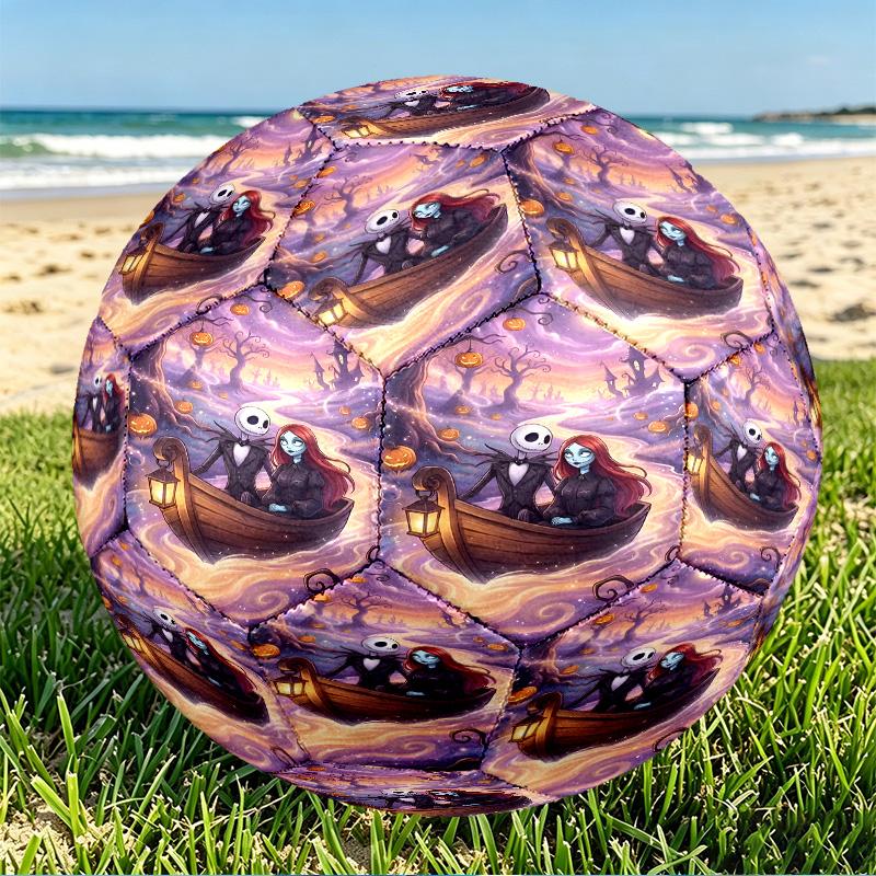 The Nightmare Before Christmas Print Size 5 Soccer Ball, PU Wear Resistant Football for Match Training and Daily Practice, Birthday Gift for Soccer Fa