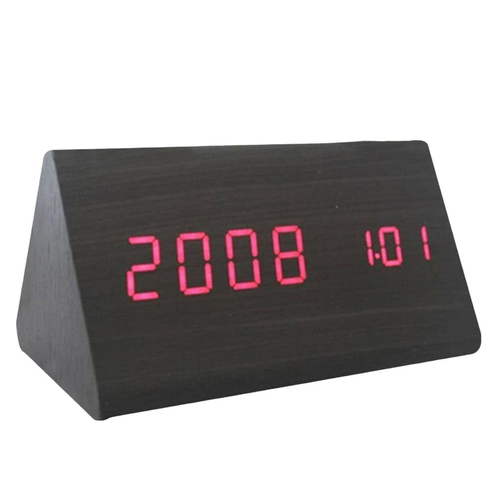 Деревянные электрические будильники современные цифровые часы треугольной формы подходят для спальни у кровати