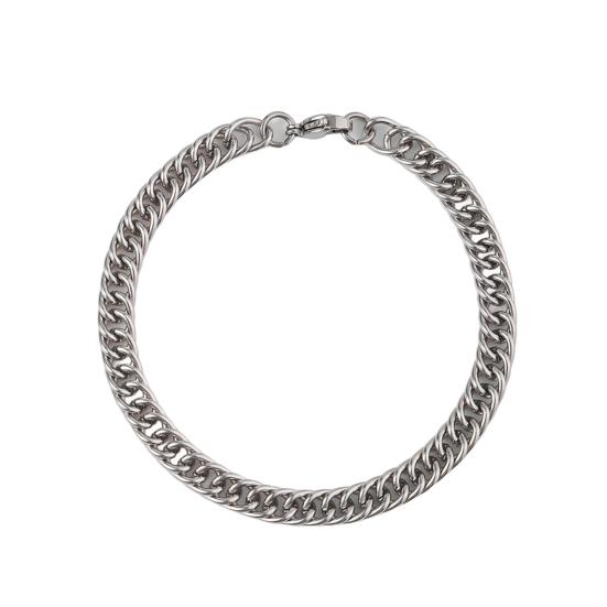 Мужской браслет с толстой полой цепочкой и карабином, однотонная полированная нержавеющая сталь, витая цепочка в стиле панк для уличных клубных вечеринок