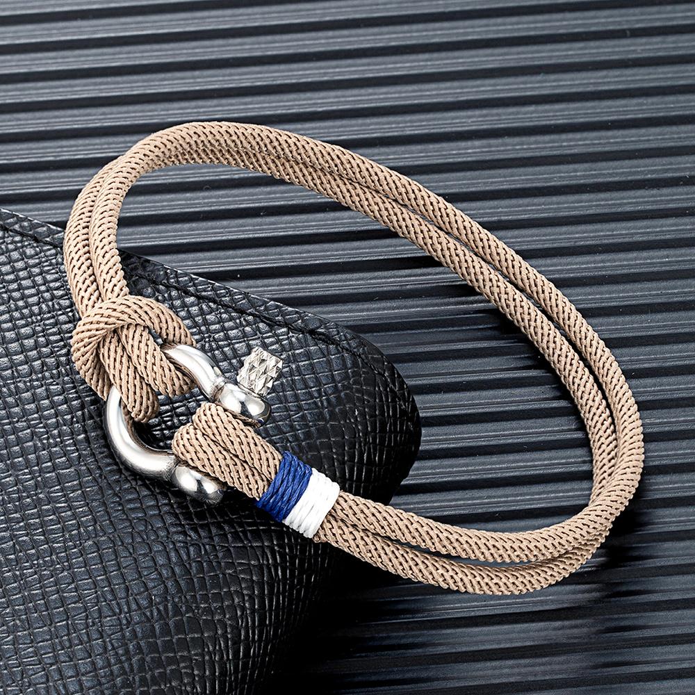 Navy Blue Braided Rope Bracelet Stainless Steel Mini Horseshoe Shackle with Screws Bracelets for Men Women Couple Jewelry