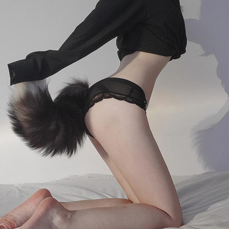 Аниме Лолита, лисий хвост, маскарад, реквизит для косплея, лисьи ушки, хвост, плюшевые волчьи кошачьи уши