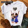 Summer Fashion Best Friends T-Shirt Short Sleeve Graphic Tees for Ladies Good Friend Bestie Sister Outfit Polyester Fabric