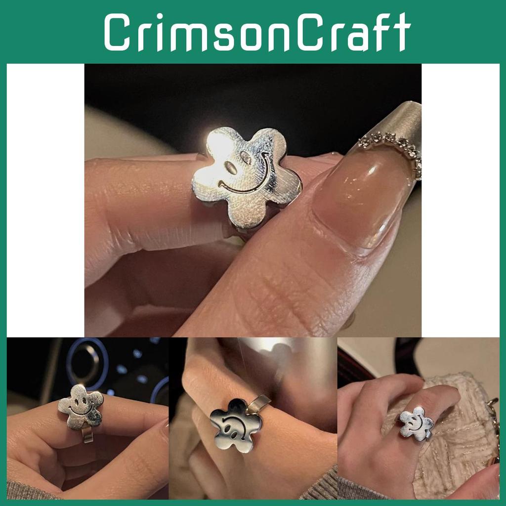 Forward Smiley Fashion Face Ring Stylish Copper Design With Adjustable Size For Women