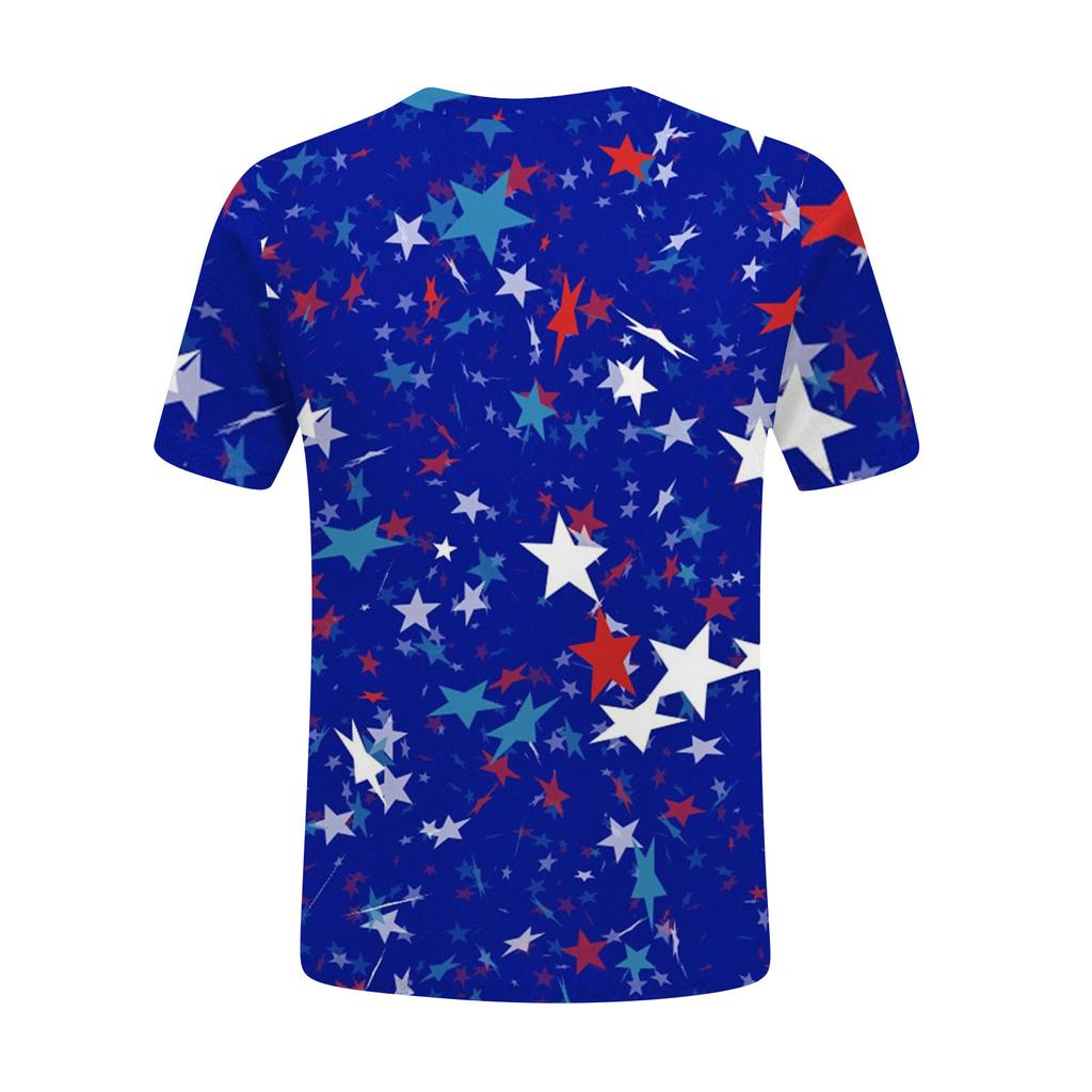Women's Fashion Casual Independence Day Printed Round Neck Short Sleeve T-Shirt Top